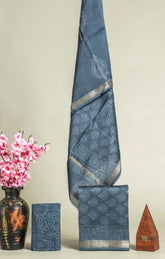Premium Hand Block Printed Maheshwari Silk Suit(BFMAH26)